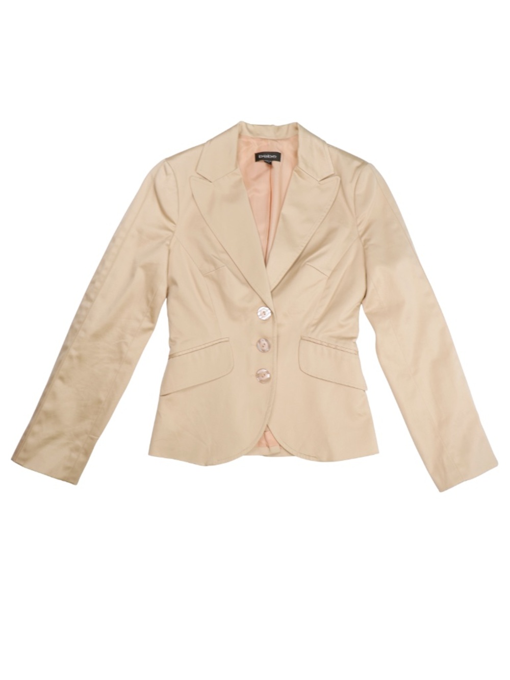 bebe Tan Fitted Blazer Women's 0 Y2K 3 Button Tailored Jacket